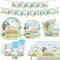 122PCS Classic Bear Baby Shower Party Supplies for Baby Boy,20 Guests (Blue)